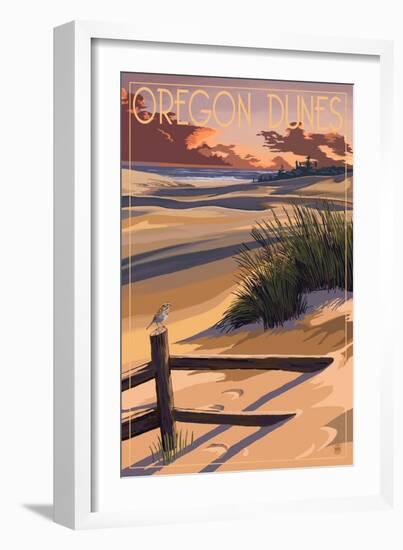 Oregon Dunes on the Oregon Coast-Lantern Press-Framed Art Print