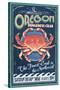 Oregon - Dungeness Crab Vintage Sign-Lantern Press-Stretched Canvas