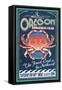 Oregon - Dungeness Crab Vintage Sign-Lantern Press-Framed Stretched Canvas