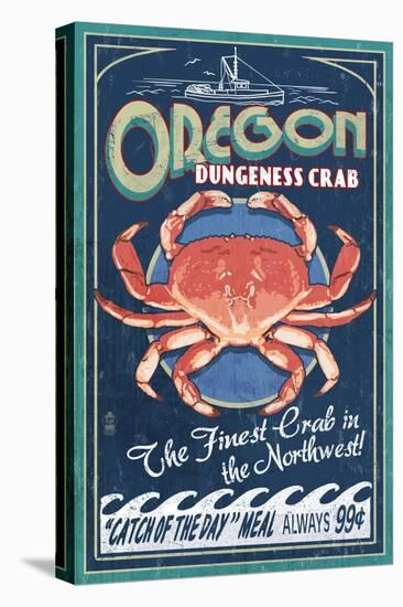 Oregon - Dungeness Crab Vintage Sign-Lantern Press-Stretched Canvas