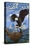 Oregon - Eagle Perched with Chicks-Lantern Press-Stretched Canvas