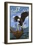 Oregon - Eagle Perched with Chicks-Lantern Press-Framed Art Print