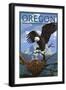 Oregon - Eagle Perched with Chicks-Lantern Press-Framed Art Print