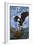 Oregon - Eagle Perched with Chicks-Lantern Press-Framed Art Print
