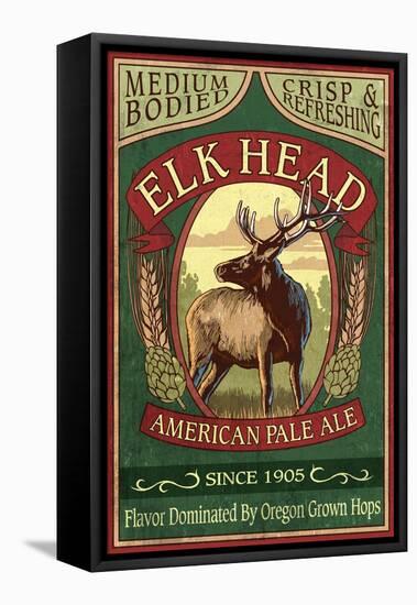 Oregon - Elk Head American Pale Ale-Lantern Press-Framed Stretched Canvas