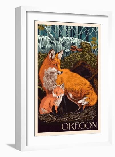 Oregon - Fox and Kit-Lantern Press-Framed Art Print