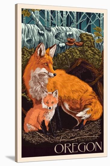 Oregon - Fox and Kit-Lantern Press-Stretched Canvas