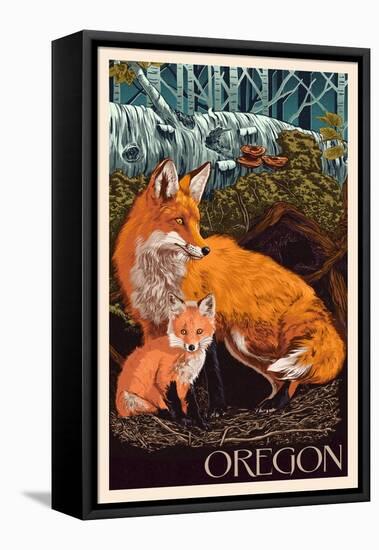 Oregon - Fox and Kit-Lantern Press-Framed Stretched Canvas