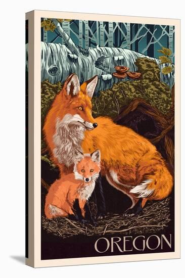 Oregon - Fox and Kit-Lantern Press-Stretched Canvas