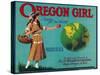 Oregon Girl Apple Crate Label - Elgin, OR-Lantern Press-Stretched Canvas