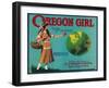 Oregon Girl Apple Crate Label - Elgin, OR-Lantern Press-Framed Art Print