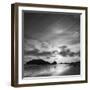 Oregon, Harris Beach State Park. Black and White Image of Sunset at Ocean Low Tide-Judith Zimmerman-Framed Photographic Print