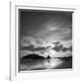 Oregon, Harris Beach State Park. Black and White Image of Sunset at Ocean Low Tide-Judith Zimmerman-Framed Photographic Print