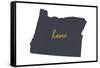 Oregon - Home State- Gray on White-Lantern Press-Framed Stretched Canvas