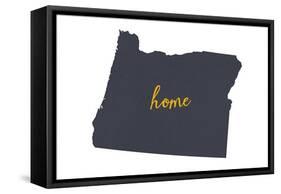 Oregon - Home State- Gray on White-Lantern Press-Framed Stretched Canvas