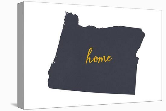 Oregon - Home State- Gray on White-Lantern Press-Stretched Canvas