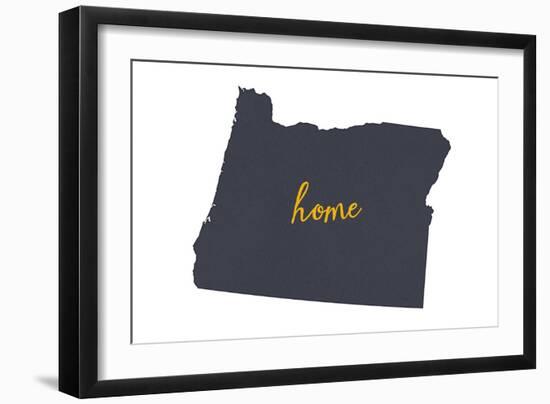 Oregon - Home State- Gray on White-Lantern Press-Framed Art Print