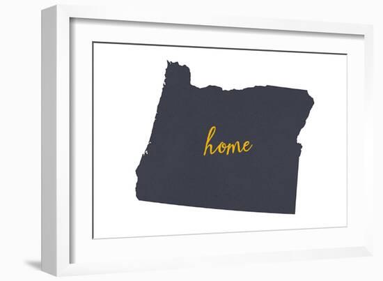 Oregon - Home State- Gray on White-Lantern Press-Framed Art Print
