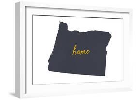 Oregon - Home State- Gray on White-Lantern Press-Framed Art Print