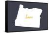 Oregon - Home State- White on Gray-Lantern Press-Framed Stretched Canvas