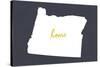 Oregon - Home State- White on Gray-Lantern Press-Stretched Canvas