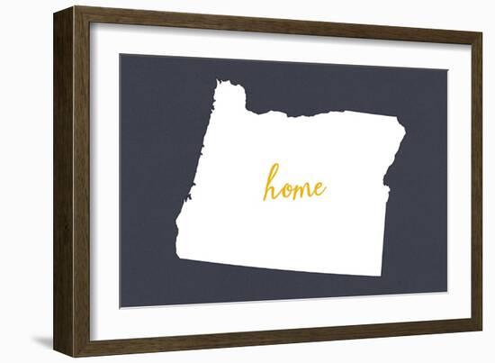 Oregon - Home State- White on Gray-Lantern Press-Framed Art Print