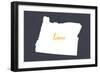 Oregon - Home State- White on Gray-Lantern Press-Framed Art Print