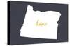 Oregon - Home State- White on Gray-Lantern Press-Stretched Canvas