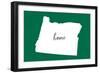 Oregon - Home State - White on Green-Lantern Press-Framed Art Print