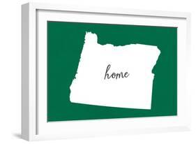 Oregon - Home State - White on Green-Lantern Press-Framed Art Print