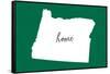 Oregon - Home State - White on Green-Lantern Press-Framed Stretched Canvas