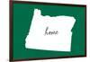 Oregon - Home State - White on Green-Lantern Press-Framed Art Print