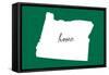 Oregon - Home State - White on Green-Lantern Press-Framed Stretched Canvas