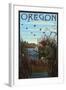 Oregon - Hunter and Lake-Lantern Press-Framed Art Print