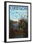 Oregon - Hunter and Lake-Lantern Press-Framed Art Print