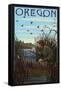 Oregon - Hunter and Lake-Lantern Press-Framed Stretched Canvas