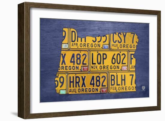 Oregon License Plate Map-Design Turnpike-Framed Giclee Print