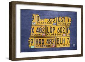 Oregon License Plate Map-Design Turnpike-Framed Giclee Print