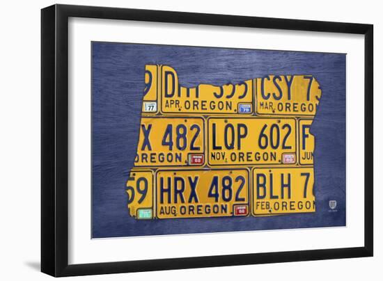 Oregon License Plate Map-Design Turnpike-Framed Giclee Print