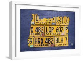 Oregon License Plate Map-Design Turnpike-Framed Giclee Print