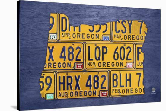 Oregon License Plate Map-Design Turnpike-Stretched Canvas