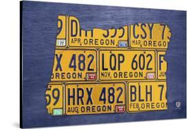 Oregon License Plate Map-Design Turnpike-Stretched Canvas