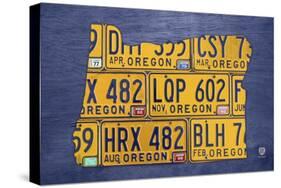 Oregon License Plate Map-Design Turnpike-Stretched Canvas