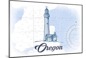 Oregon - Lighthouse - Blue - Coastal Icon-Lantern Press-Mounted Art Print
