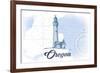 Oregon - Lighthouse - Blue - Coastal Icon-Lantern Press-Framed Premium Giclee Print
