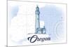 Oregon - Lighthouse - Blue - Coastal Icon-Lantern Press-Mounted Premium Giclee Print
