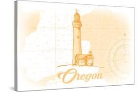 Oregon - Lighthouse - Yellow - Coastal Icon-Lantern Press-Stretched Canvas