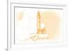 Oregon - Lighthouse - Yellow - Coastal Icon-Lantern Press-Framed Premium Giclee Print