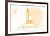 Oregon - Lighthouse - Yellow - Coastal Icon-Lantern Press-Framed Premium Giclee Print