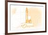 Oregon - Lighthouse - Yellow - Coastal Icon-Lantern Press-Framed Premium Giclee Print